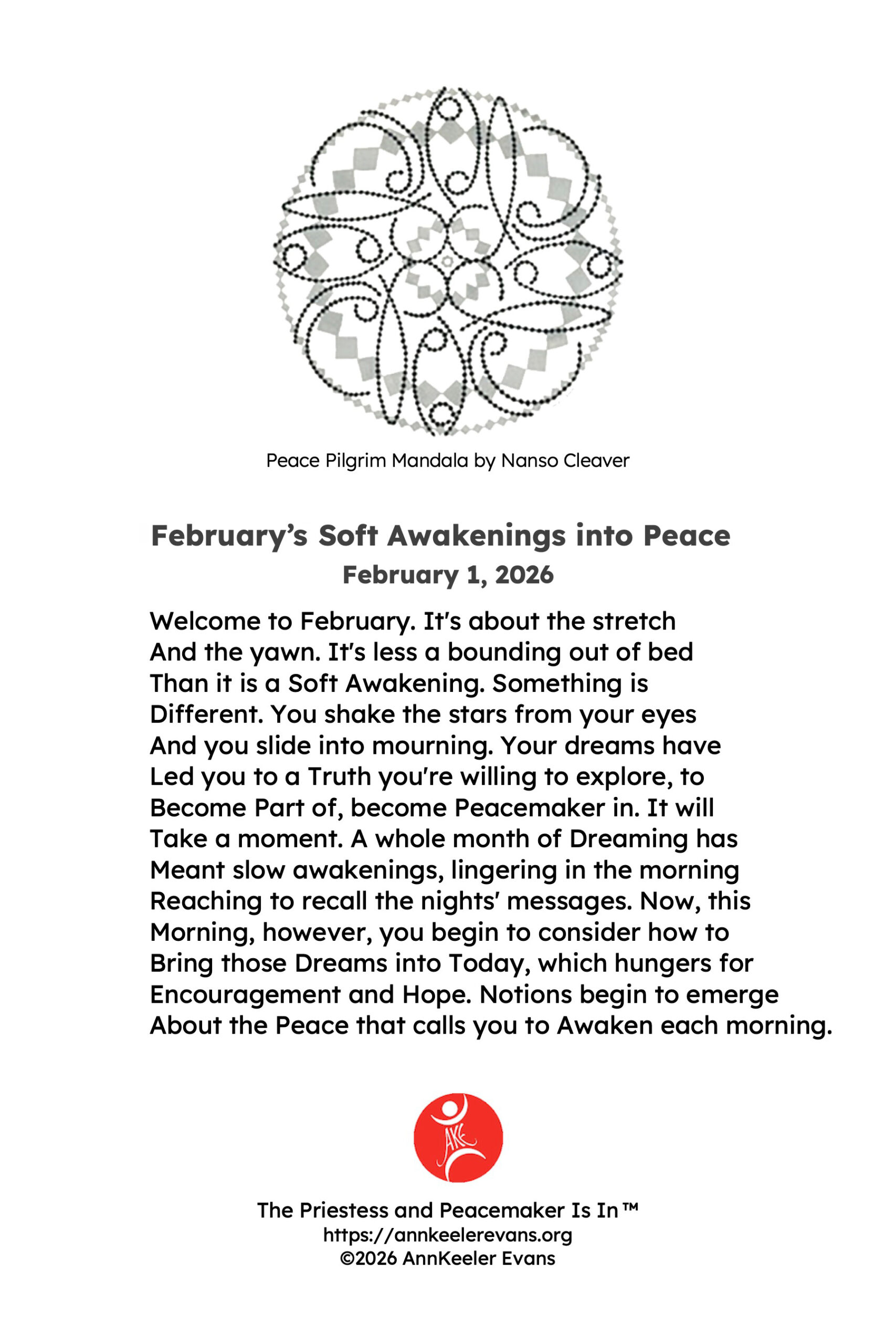 The Peace of February Awakening, February 1, 2026